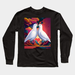 Pride: Dove Love No. 3 on a Dark Background Long Sleeve T-Shirt